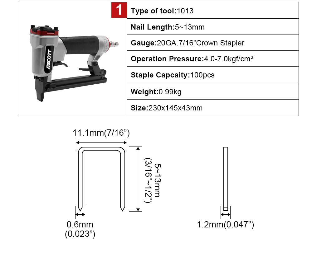 20GA 5-13mm 100pcs 1013j Indus - Woodworking Industry 评论和价格