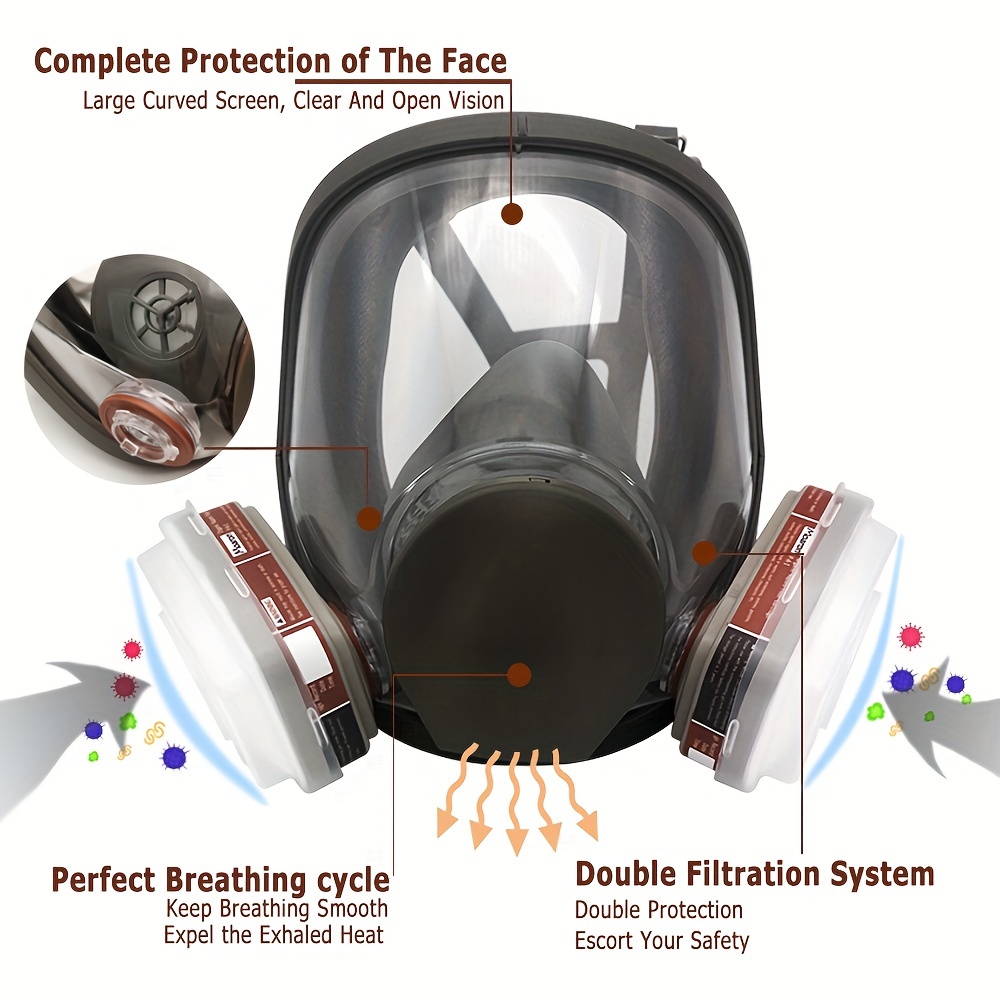 6800 Gas Mask Full Face Large  - Woodworking Respirator 评论和价格