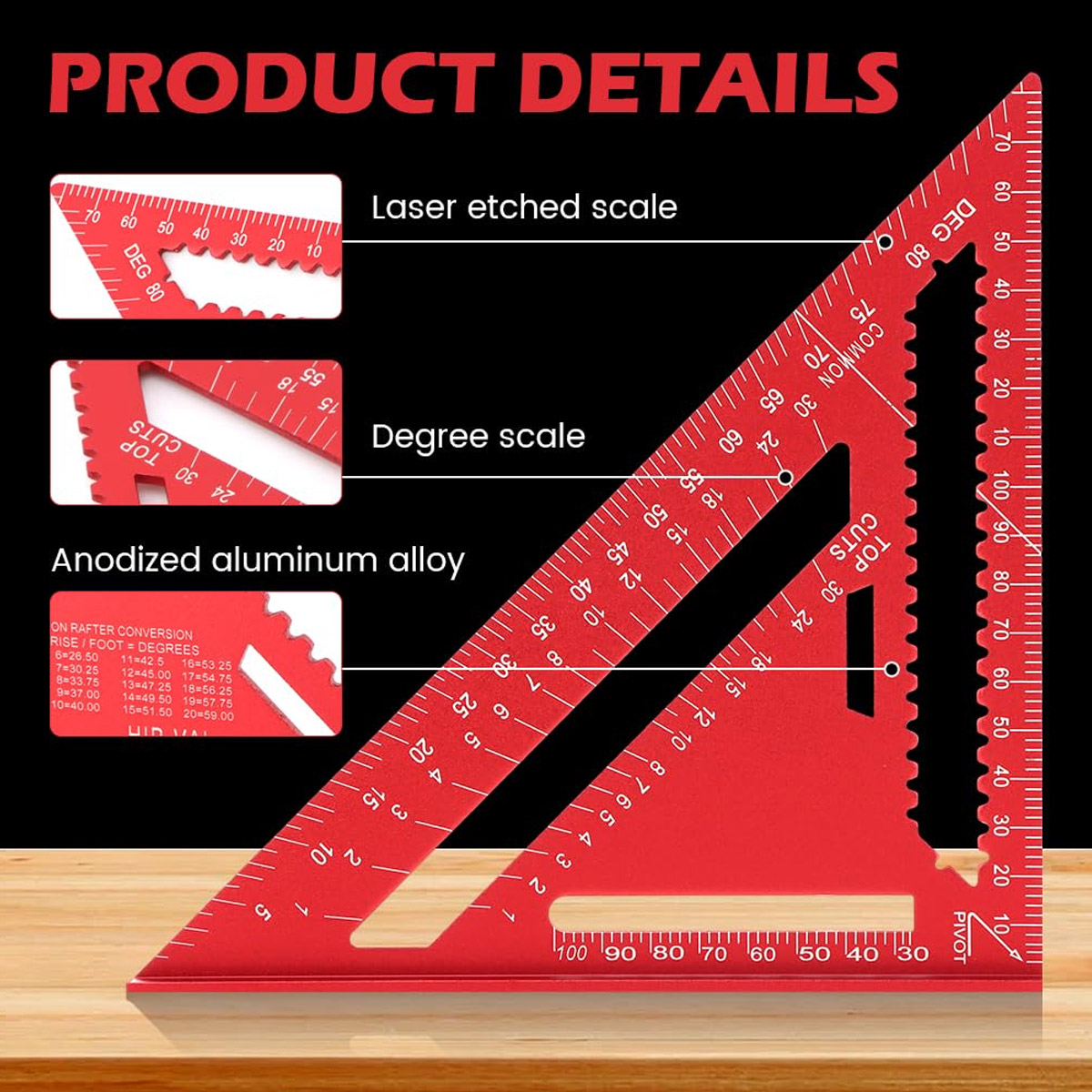 Aluminum Alloy Speed Square Hi - Woodworking Basic Tools 评论和价格