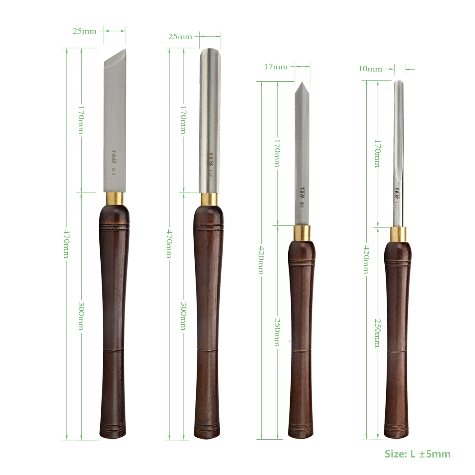 TASP 4pcs HSS Woodturning Chis - Skew Chisel Wood 评论和价格
