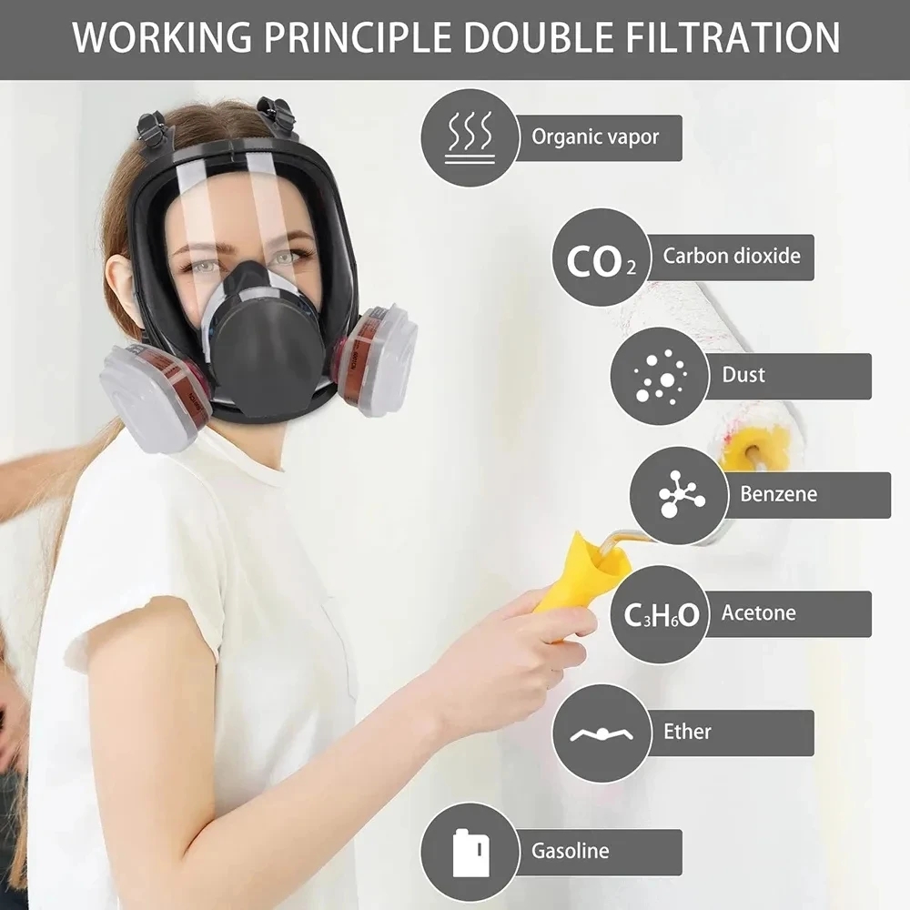6800 Anti-Fog Gas Mask, Indust - Woodworking Respirator 评论和价格